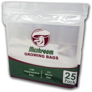 Mushroom Grow Bags Spawn Bags Growing Bags 25 Ct 8x5x20 3 Mil 0.2 Micron Filter